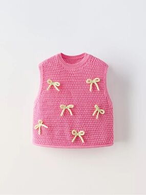Zara Contrast Mini Bows Knit Top